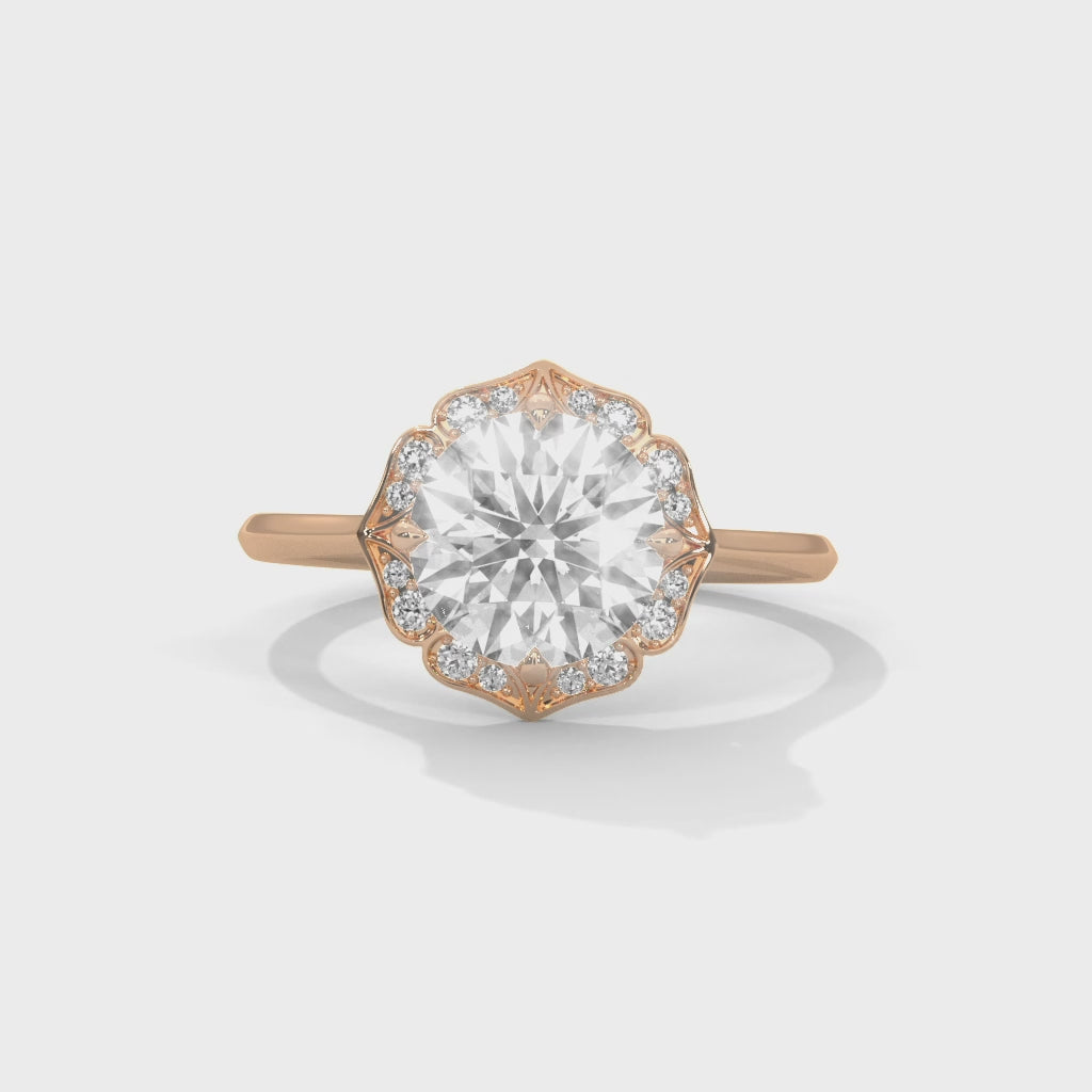 Round Diamonds Halo Engagement Ring