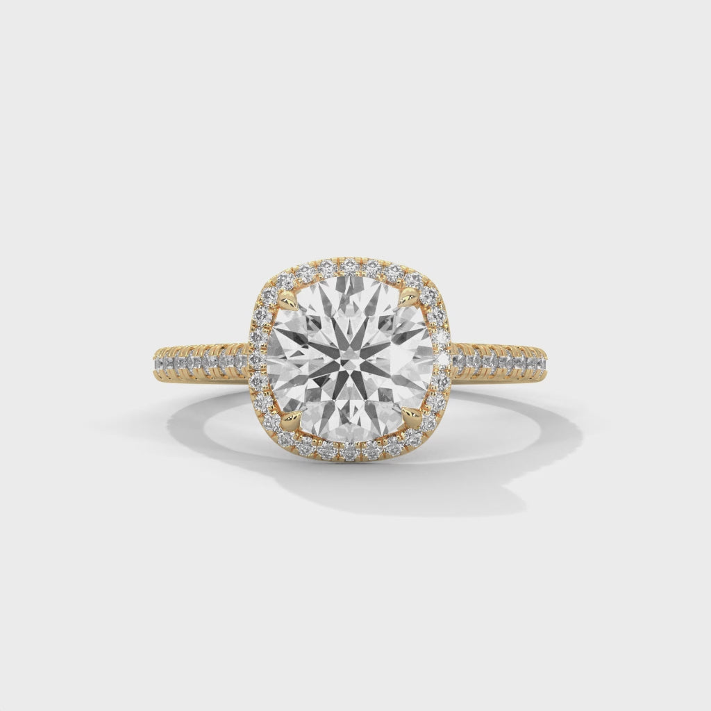 Round Diamond Halo Pavé Engagement Ring
