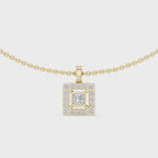 1Princess Cut Diamond Halo Pendant Necklace