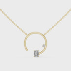 1Emerald Cut Diamond Circle Pendant Necklace