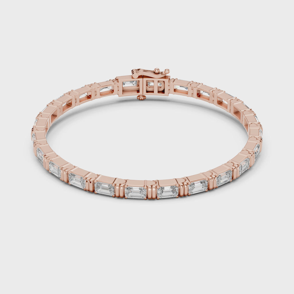 Emerald Cut Diamond Link Tennis Bracelet