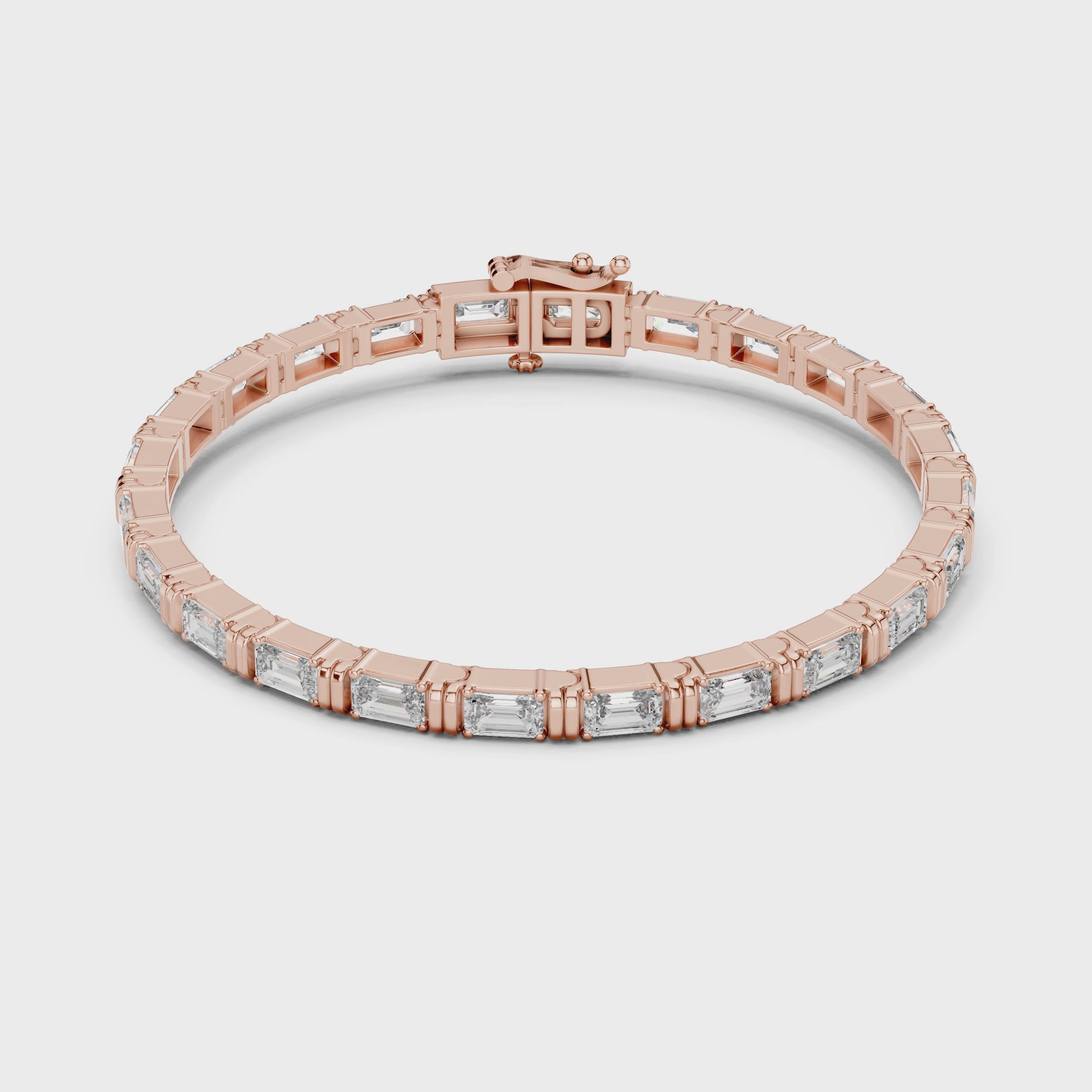 Emerald Cut Diamond Link Tennis Bracelet