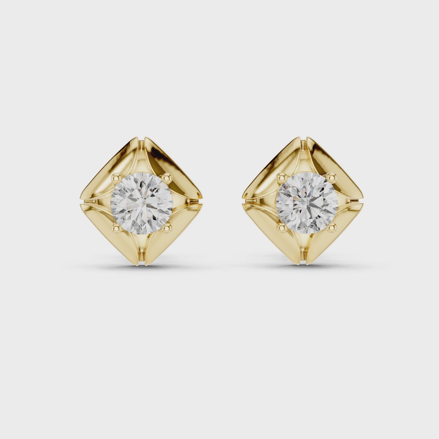 Round Diamond Star Stud Earrings