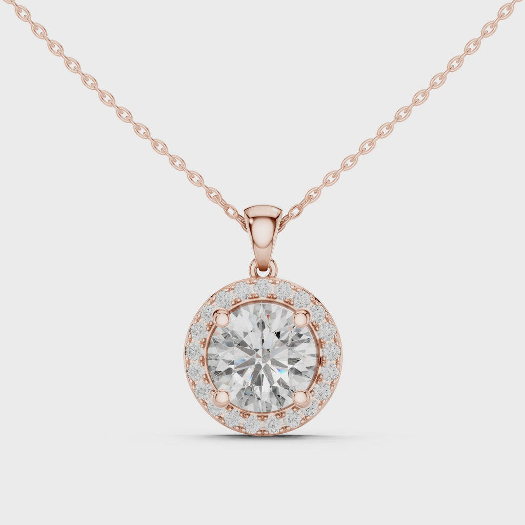 1Large Round Diamond Halo Pendant