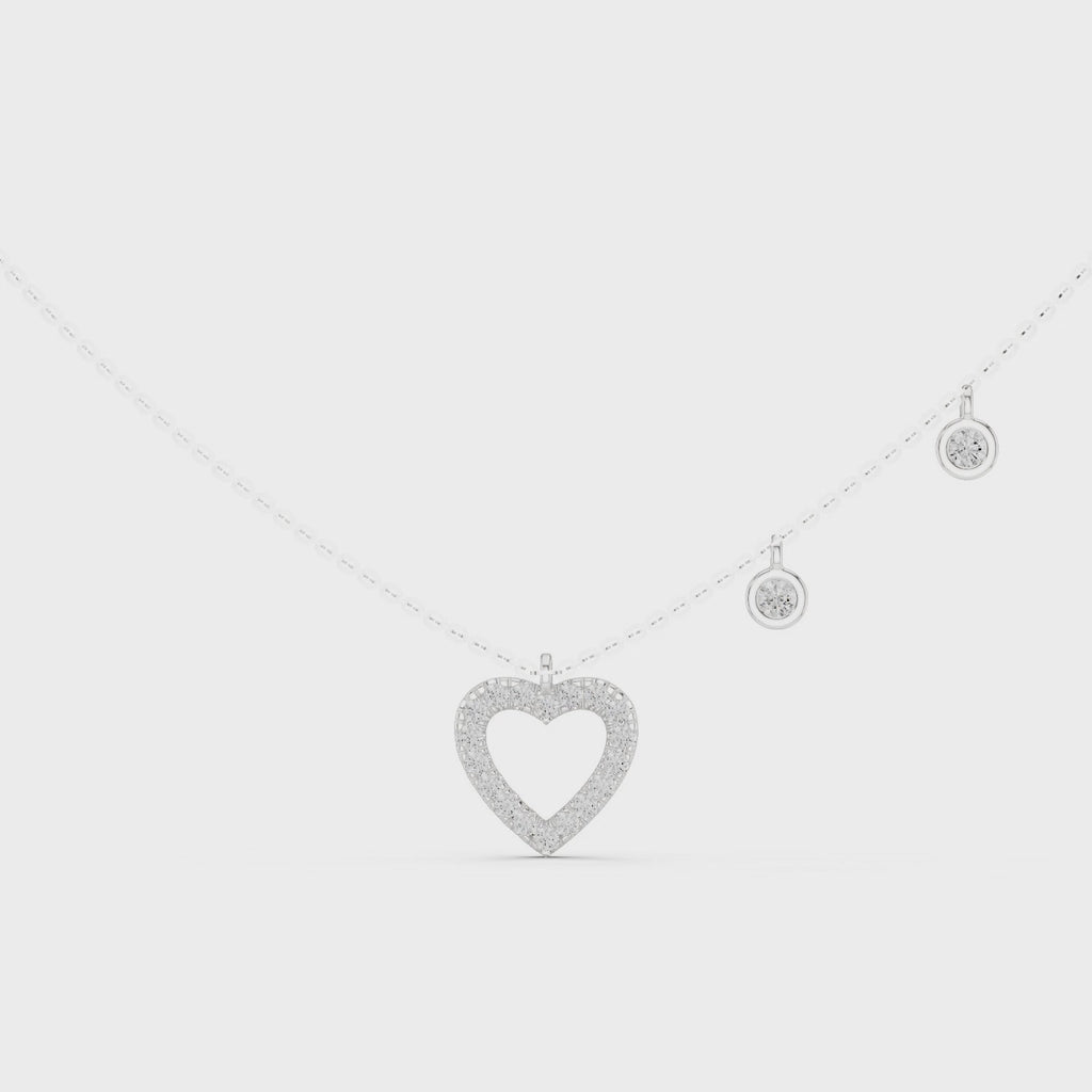 1Heart Diamond Halo Pendant Necklace