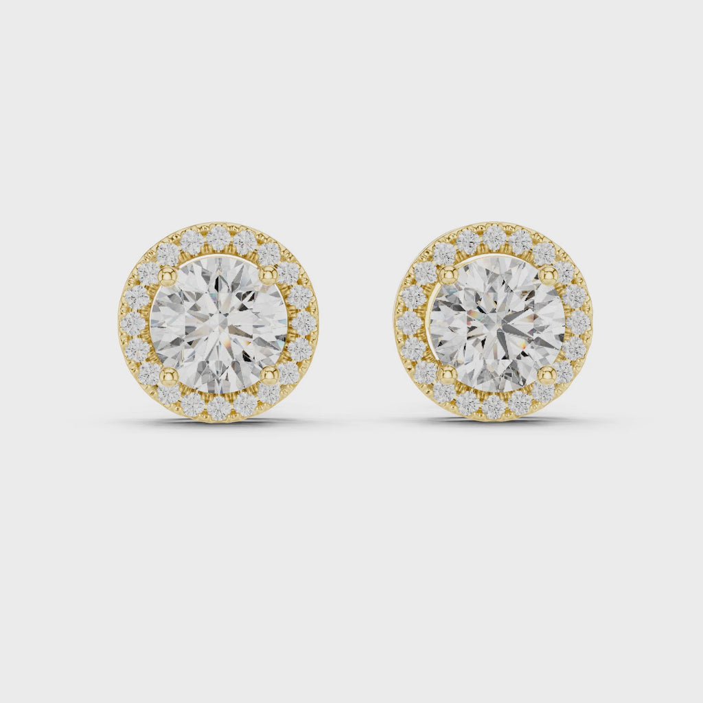 Round Diamonds Halo Stud Earrings