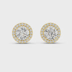 Round Diamonds Halo Stud Earrings