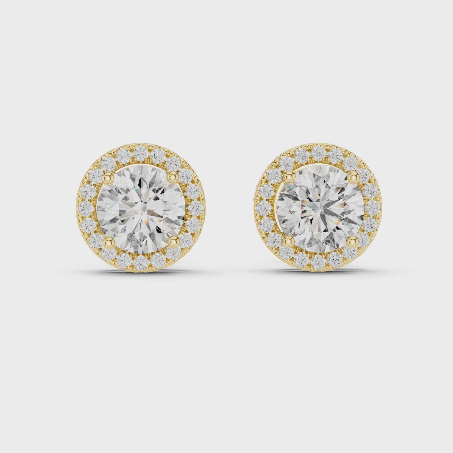 Round Diamonds Halo Stud Earrings