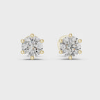 Round Diamond Six Prong Stud Earrings