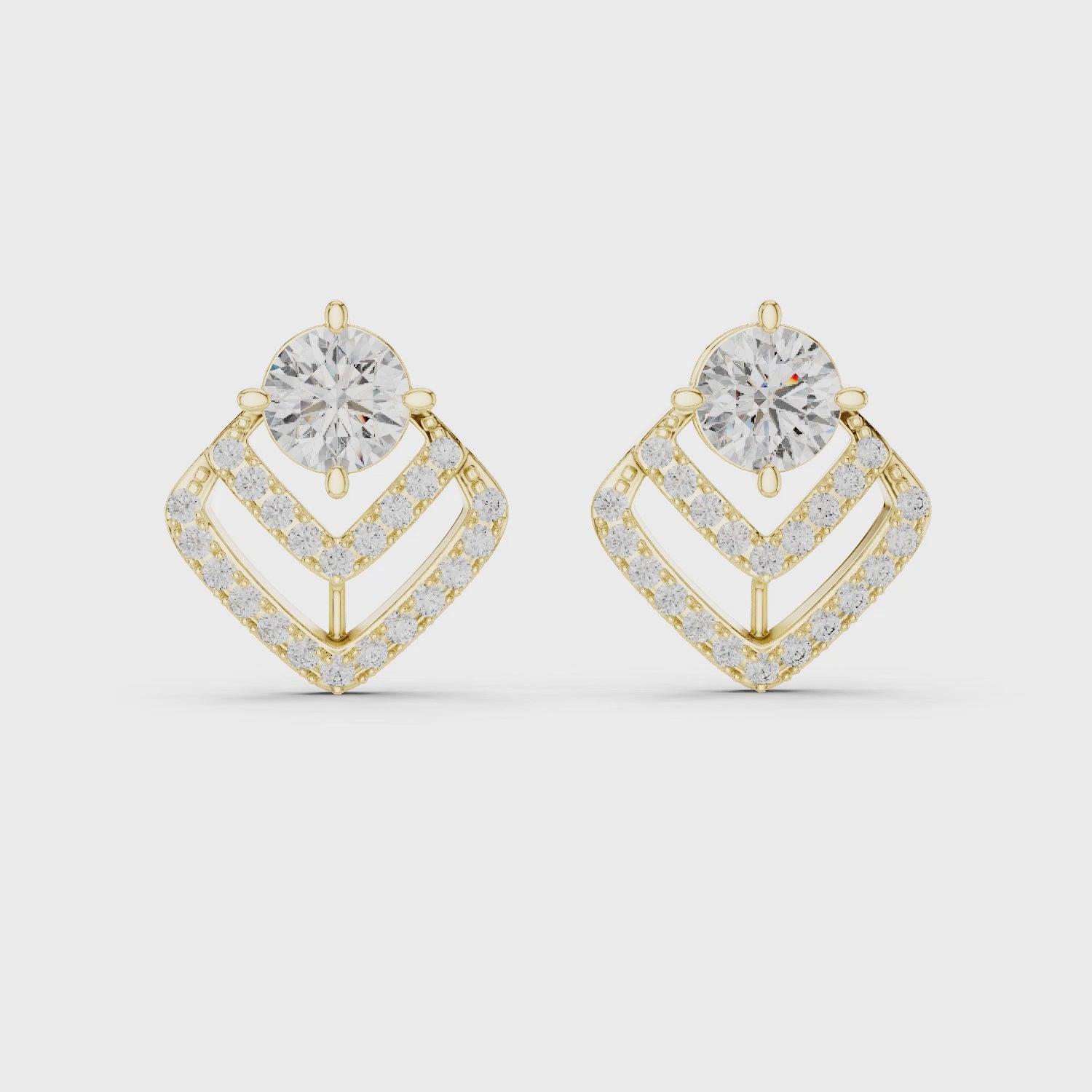 Geometric Diamond Halo Stud Earrings