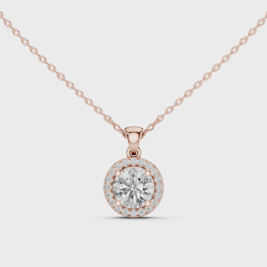 1Round Diamond Halo Pendant