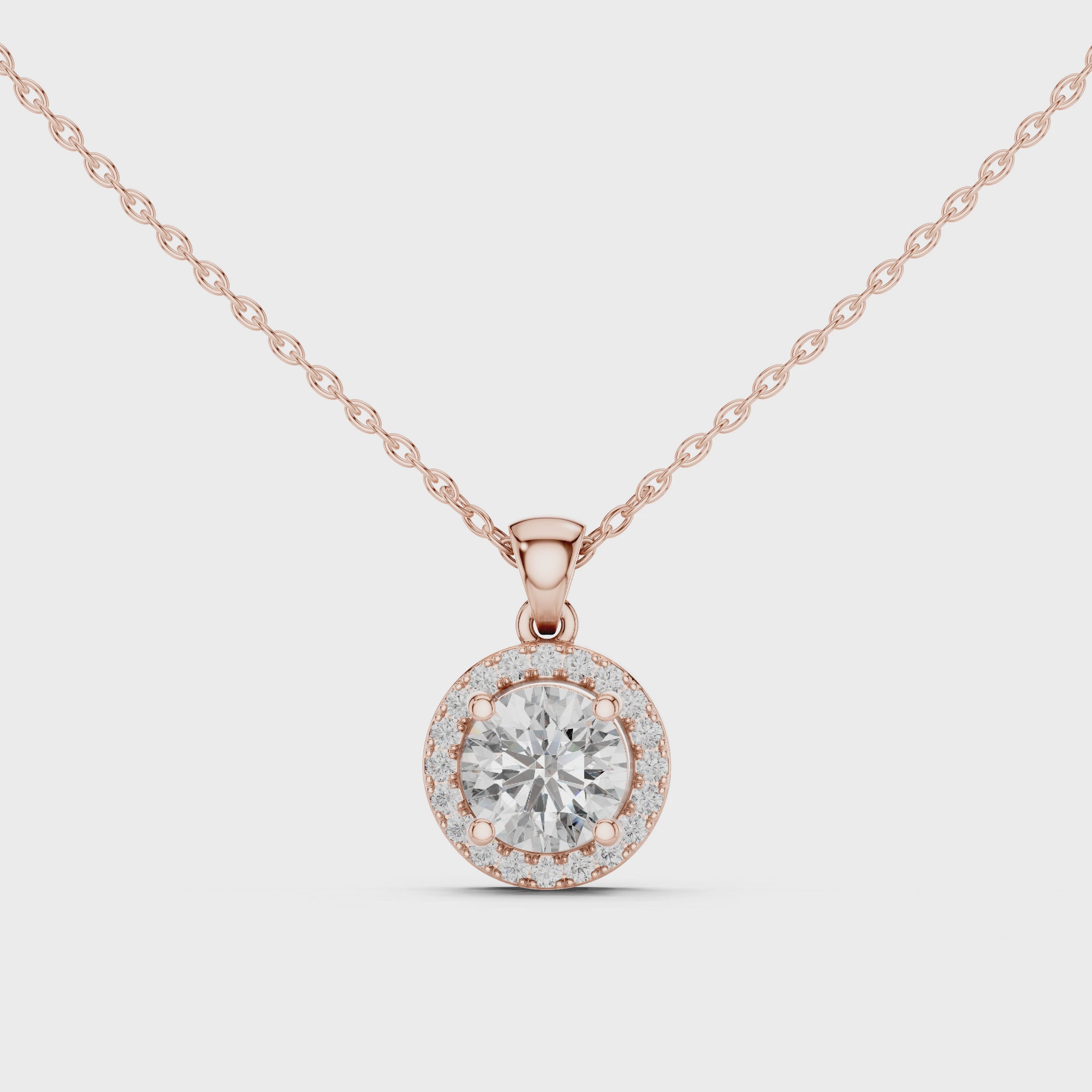 1Round Diamond Halo Pendant