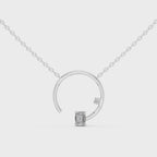 1Emerald Cut Diamond Circle Pendant Necklace
