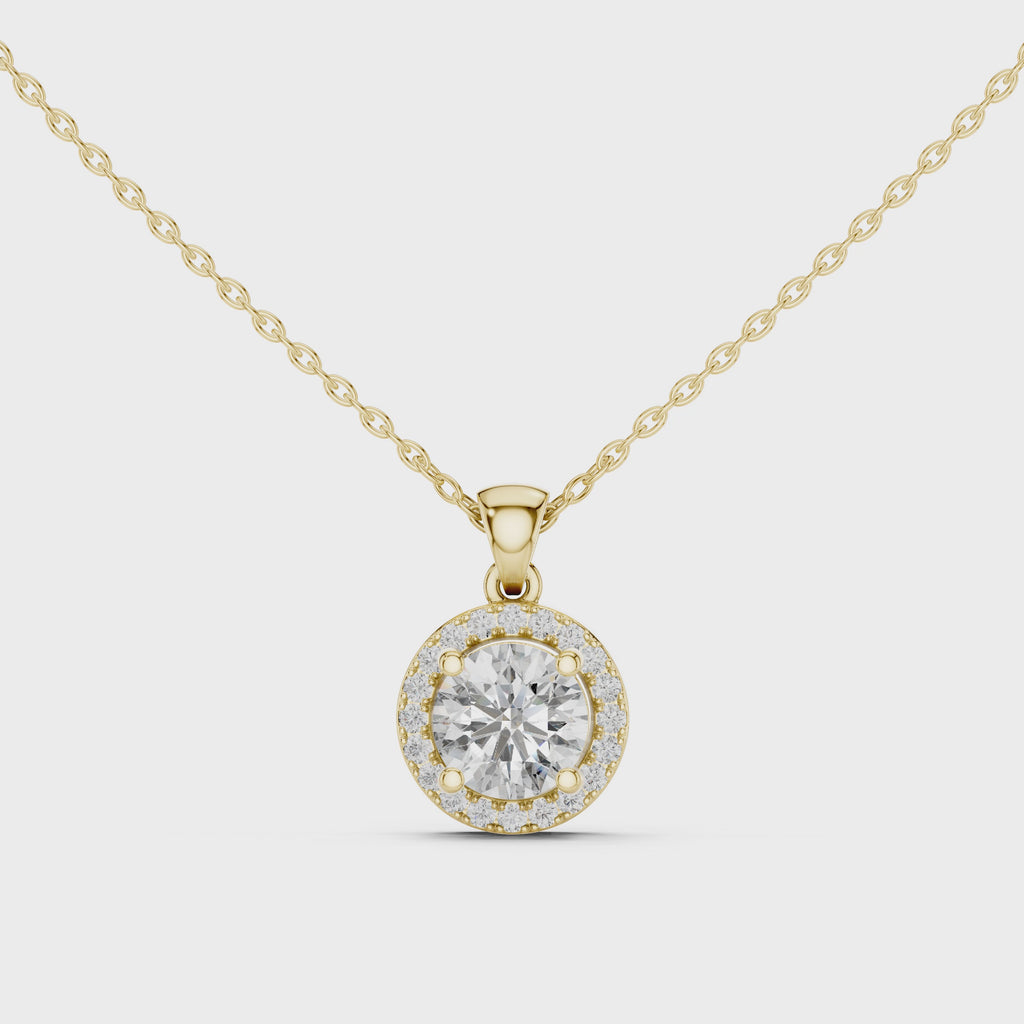 1Round Diamond Halo Pendant