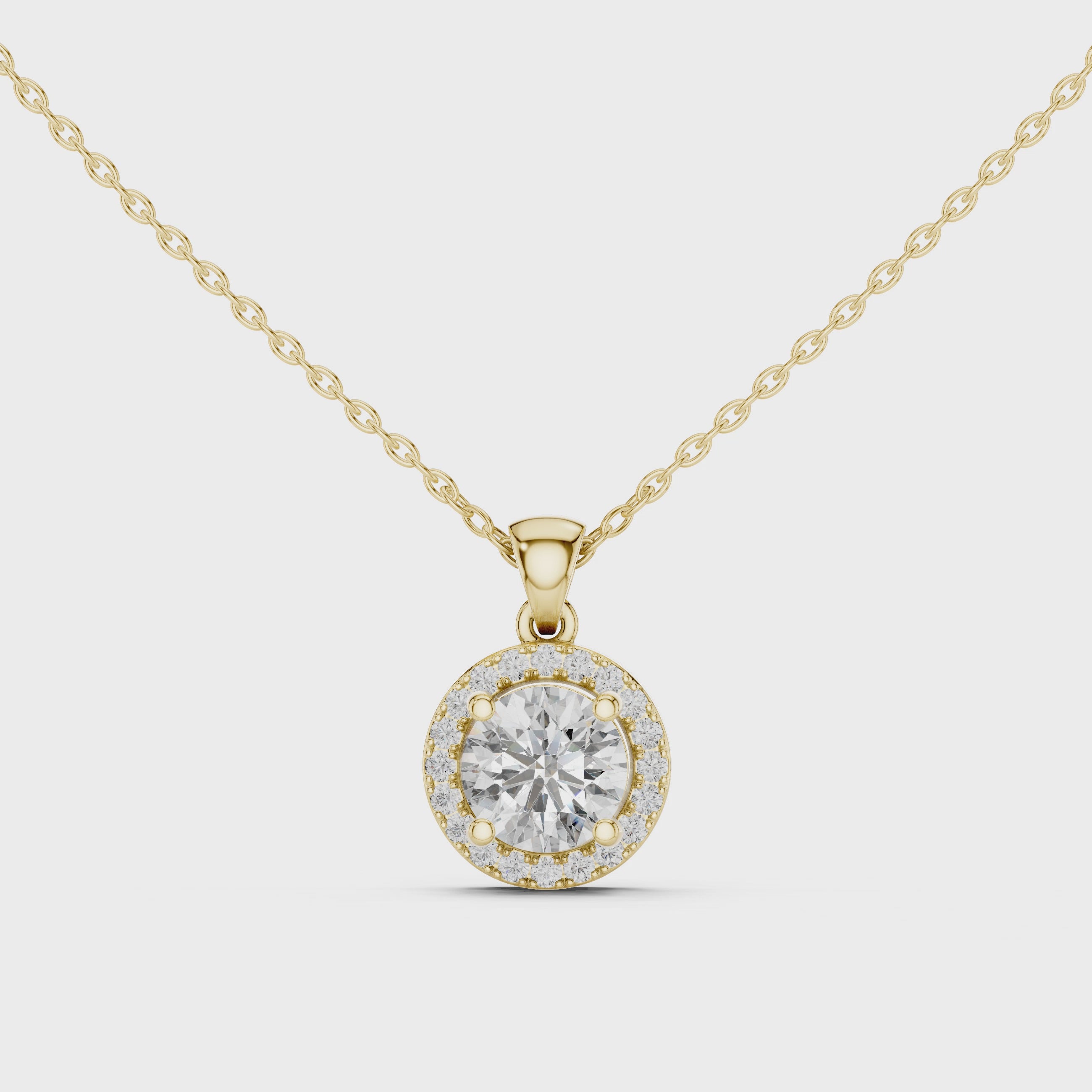 1Round Diamond Halo Pendant
