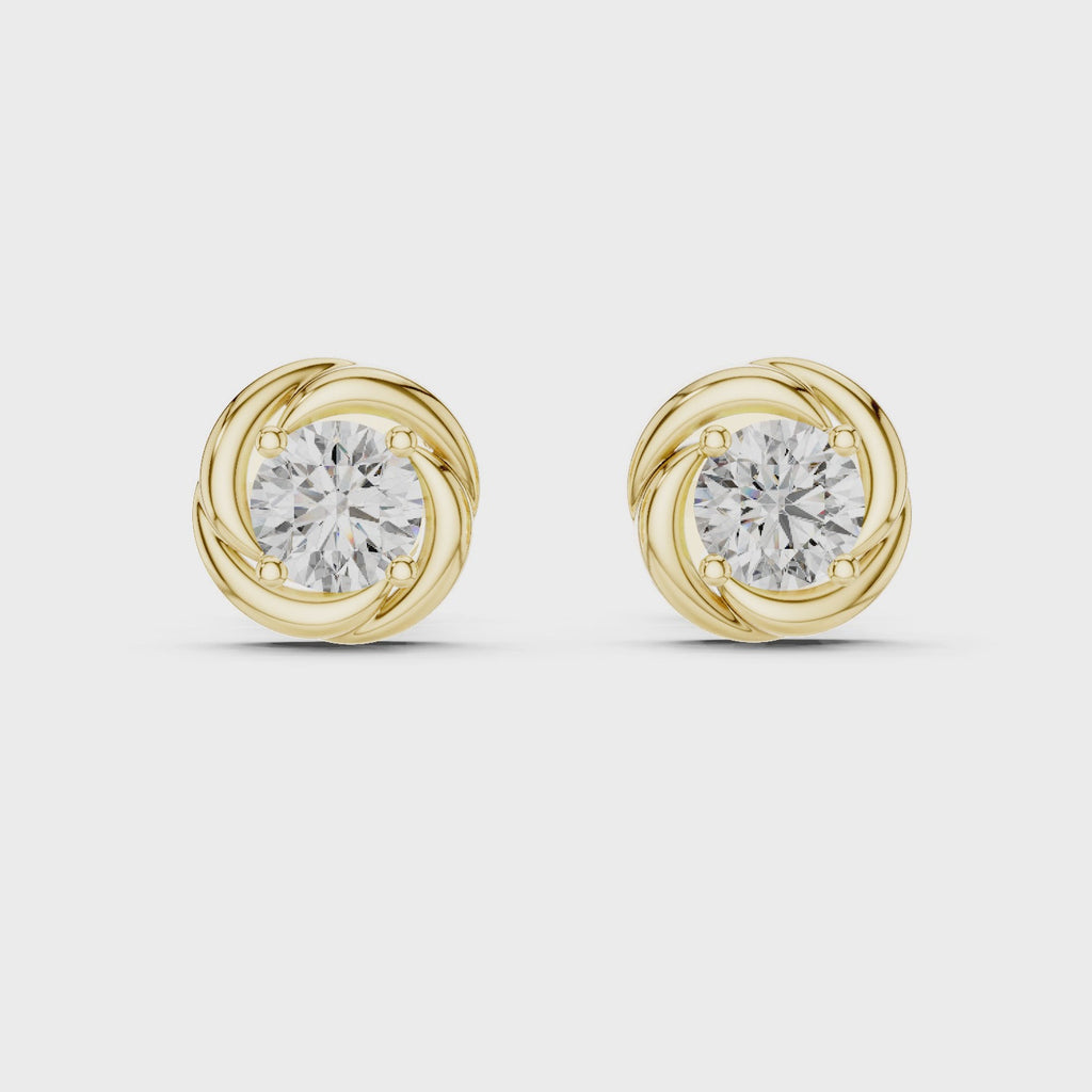 Round Diamond Swirl Stud Earrings