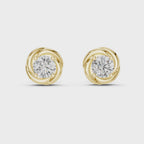 Round Diamond Swirl Stud Earrings