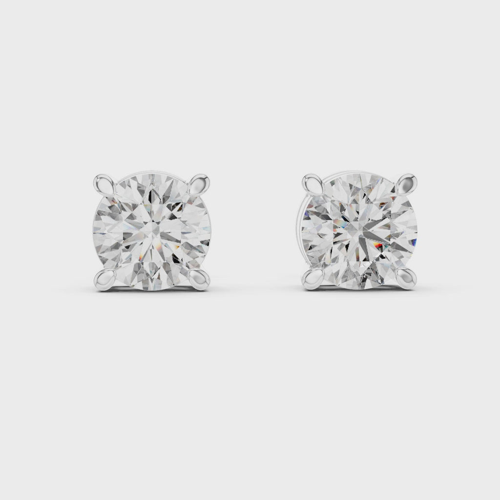 Round Diamond Four Prong Stud Earrings