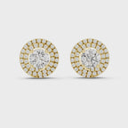 Round Diamond Triple Halo Stud Earrings