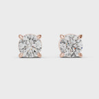 Round Diamond Four Prong Stud Earrings