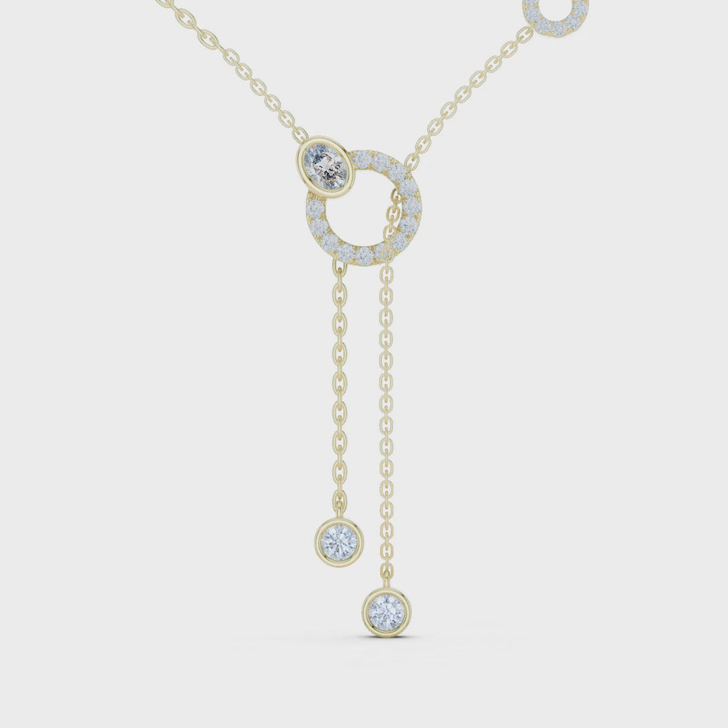 1Multi Shape Diamond Circle Drop Y Necklace