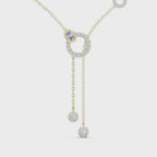 1Multi Shape Diamond Circle Drop Y Necklace