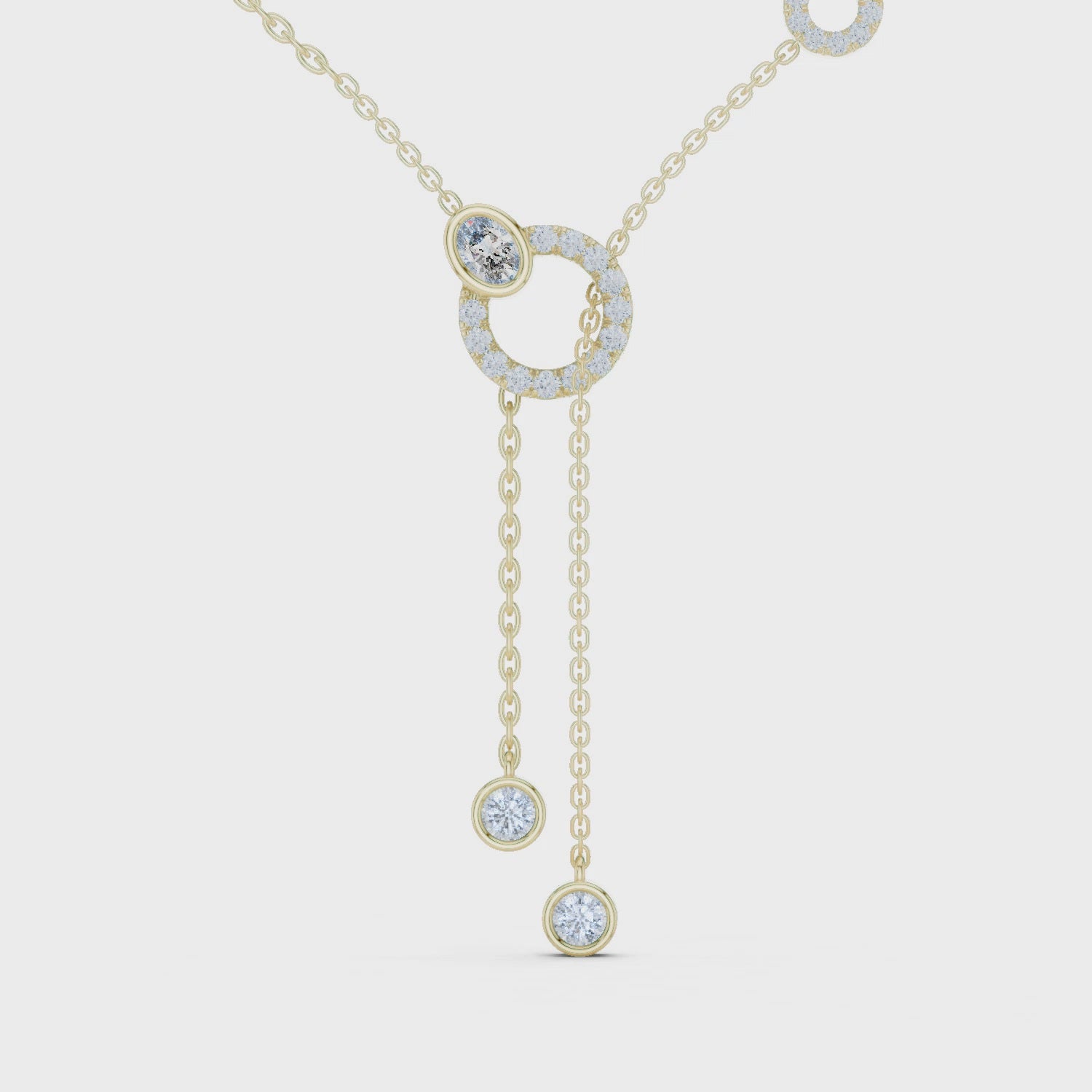 1Multi Shape Diamond Circle Drop Y Necklace