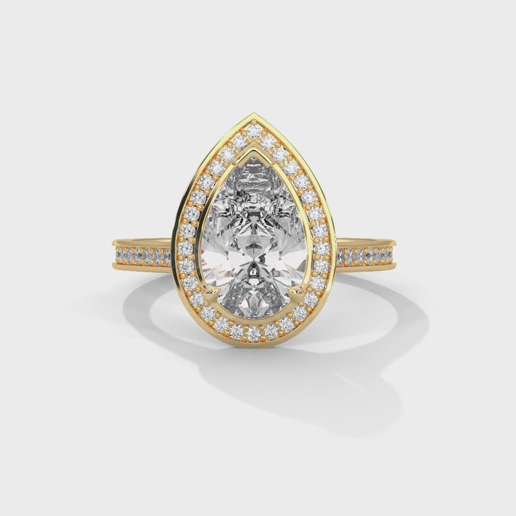 Pear Shape Diamond Halo Engagement Ring