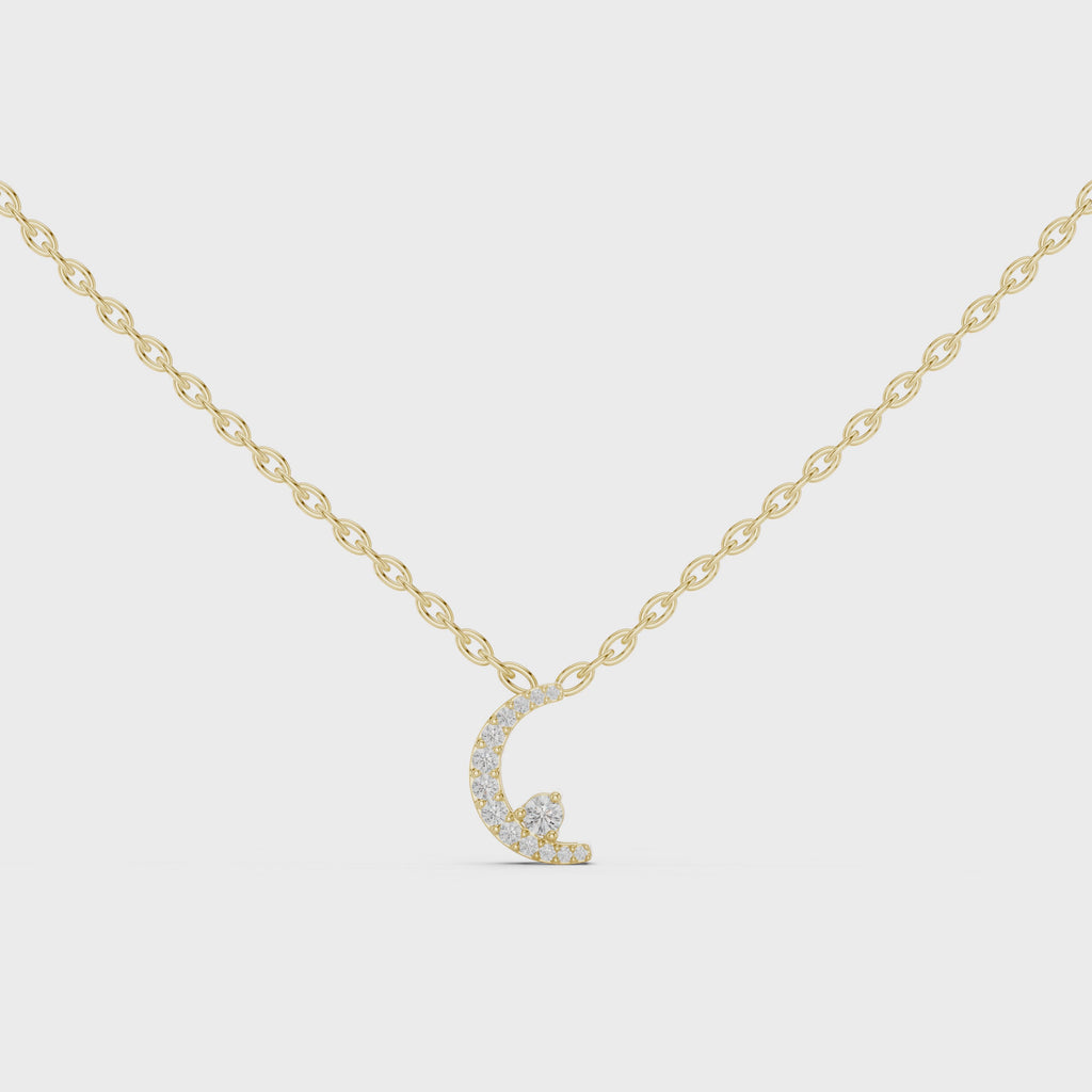 1Crescent Moon Diamond Pendant Necklace