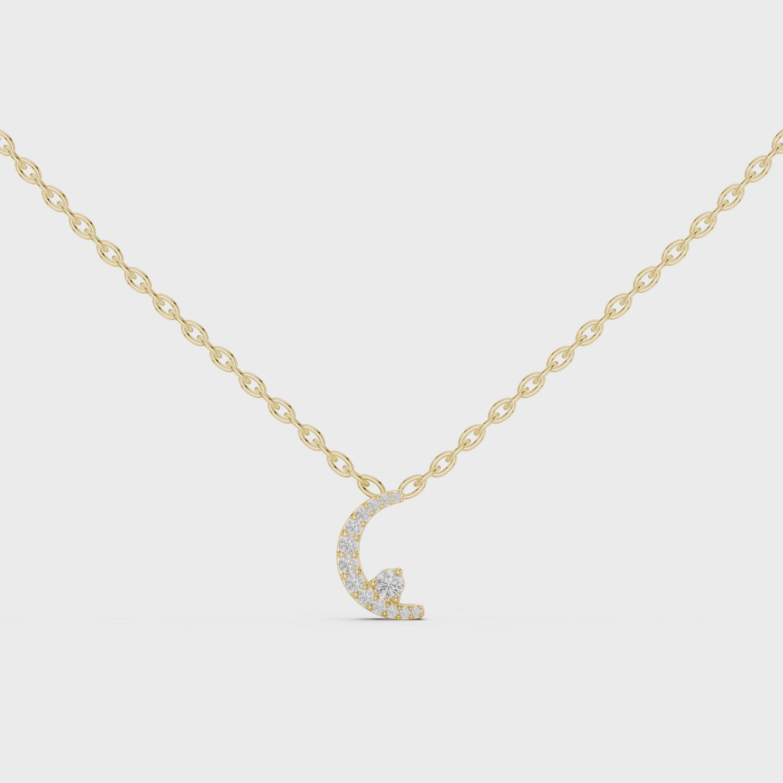 1Crescent Moon Diamond Pendant Necklace
