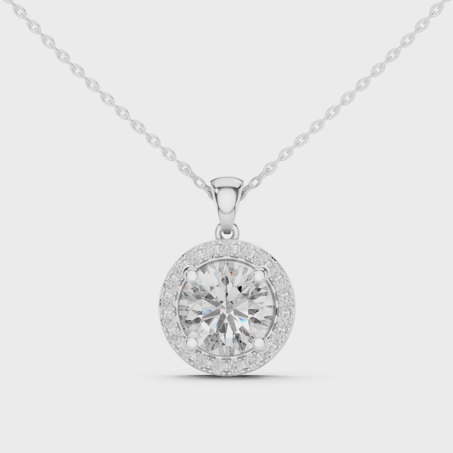 Large Round Diamond Halo Pendant