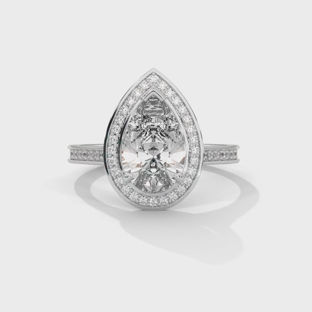 Pear Shape Diamond Halo Engagement Ring