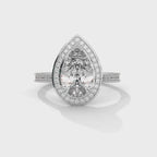 Pear Shape Diamond Halo Engagement Ring