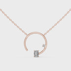 1Emerald Cut Diamond Circle Pendant Necklace