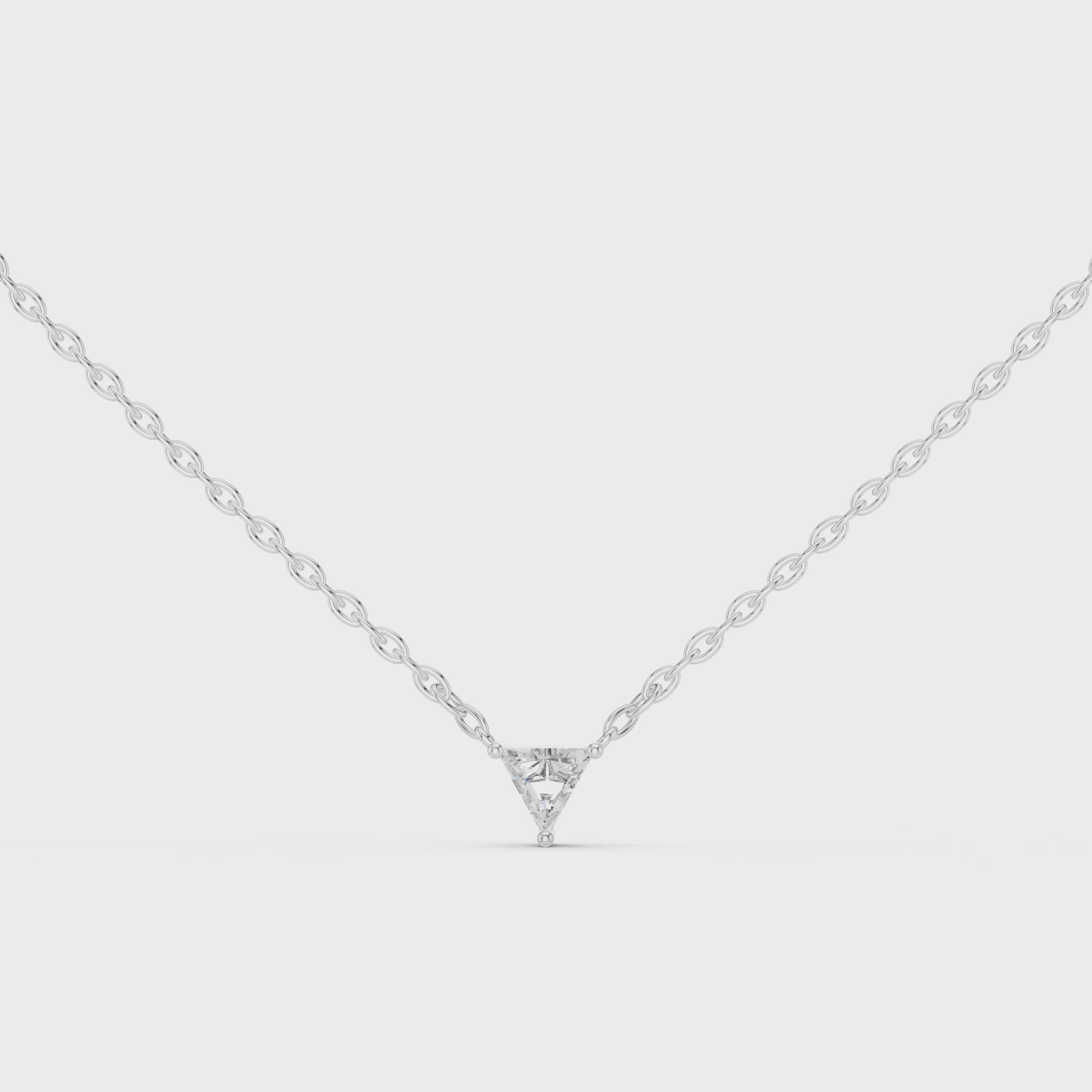 Triangle Diamond Solitaire Pendant Necklace