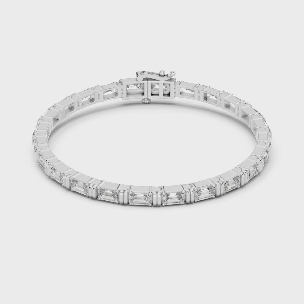 Emerald Cut Diamond Link Tennis Bracelet