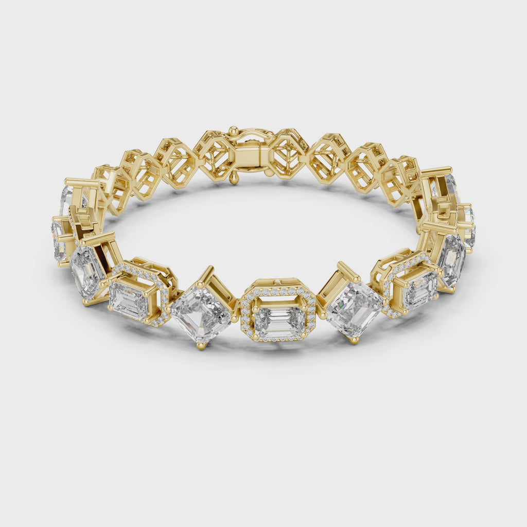Emerald Diamond Halo Tennis Bracelet
