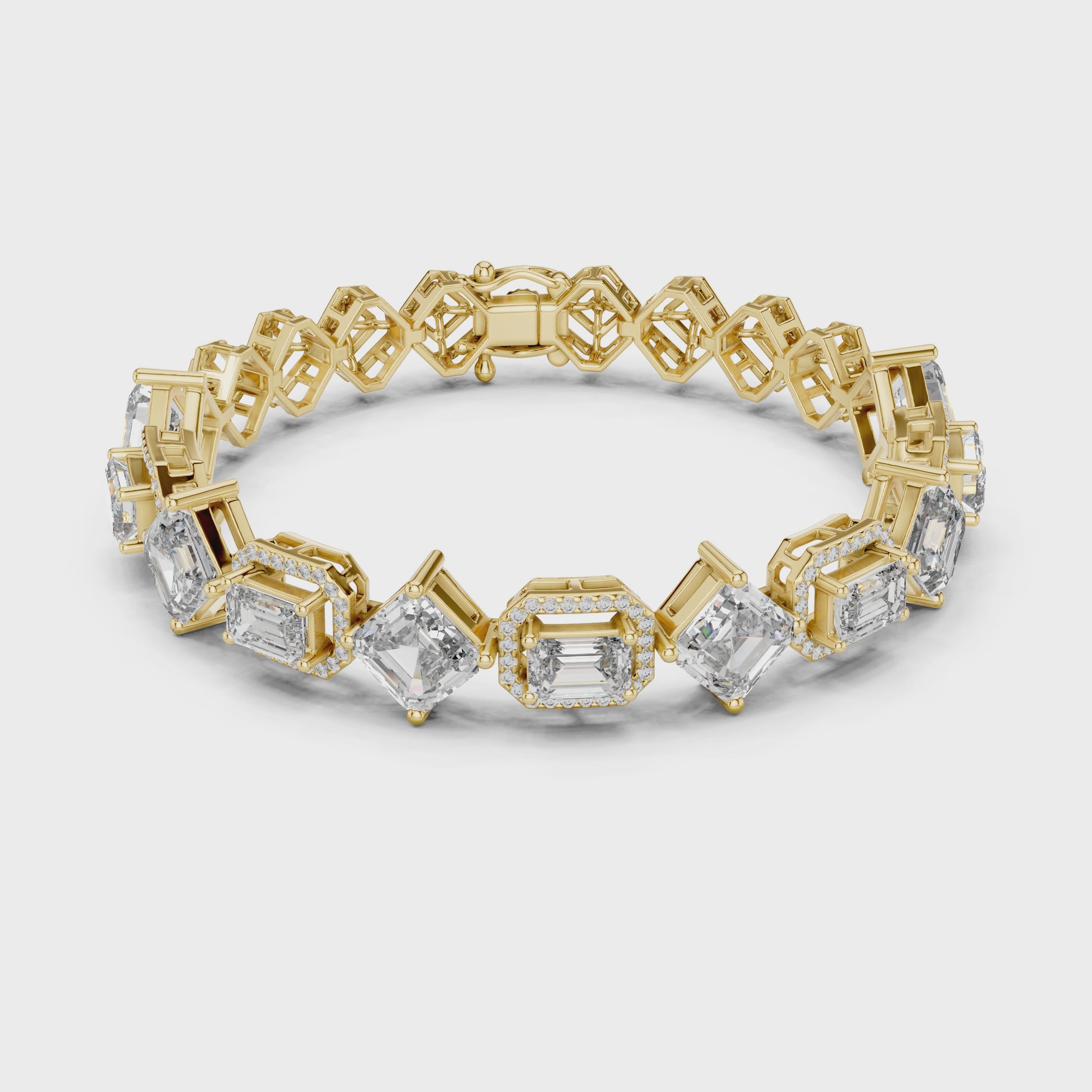 Emerald Diamond Halo Tennis Bracelet