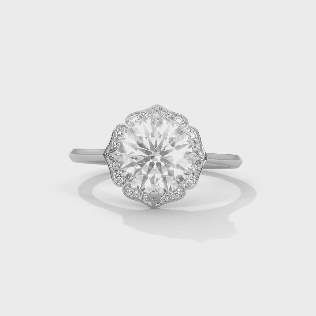 Round Diamonds Halo Engagement Ring