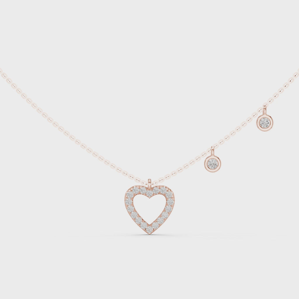 1Heart Diamond Halo Pendant Necklace