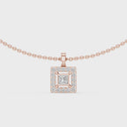1Princess Cut Diamond Halo Pendant Necklace