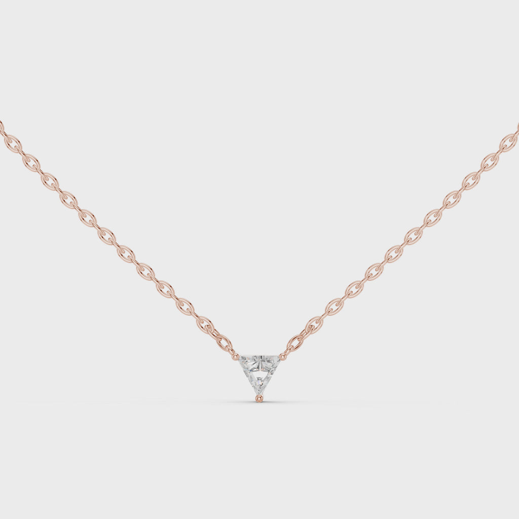 1Triangle Diamond Solitaire Pendant Necklace