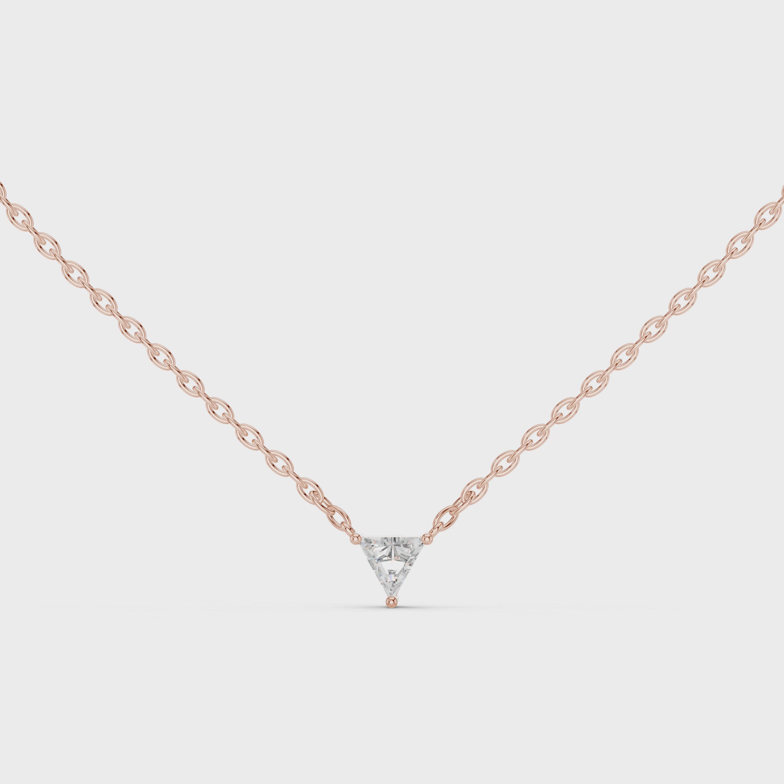 1Triangle Diamond Solitaire Pendant Necklace