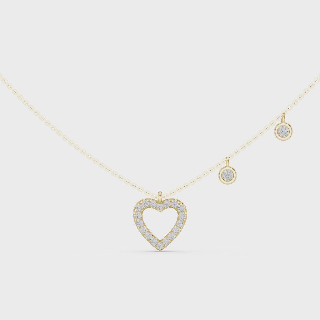 1Heart Diamond Halo Pendant Necklace