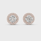 Round Diamonds Halo Stud Earrings