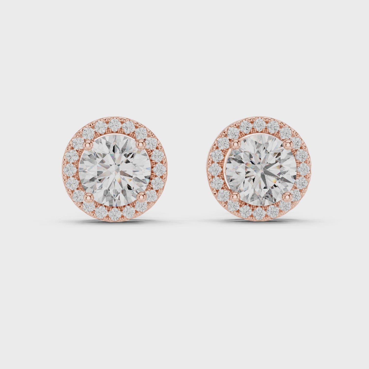 Round Diamonds Halo Stud Earrings