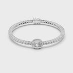 Round Diamond Halo Center Tennis Bracelet