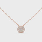 1Hexagon Pave Diamond Pendant Necklace