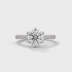 Round Diamond Solitaire Pavé Engagement Ring