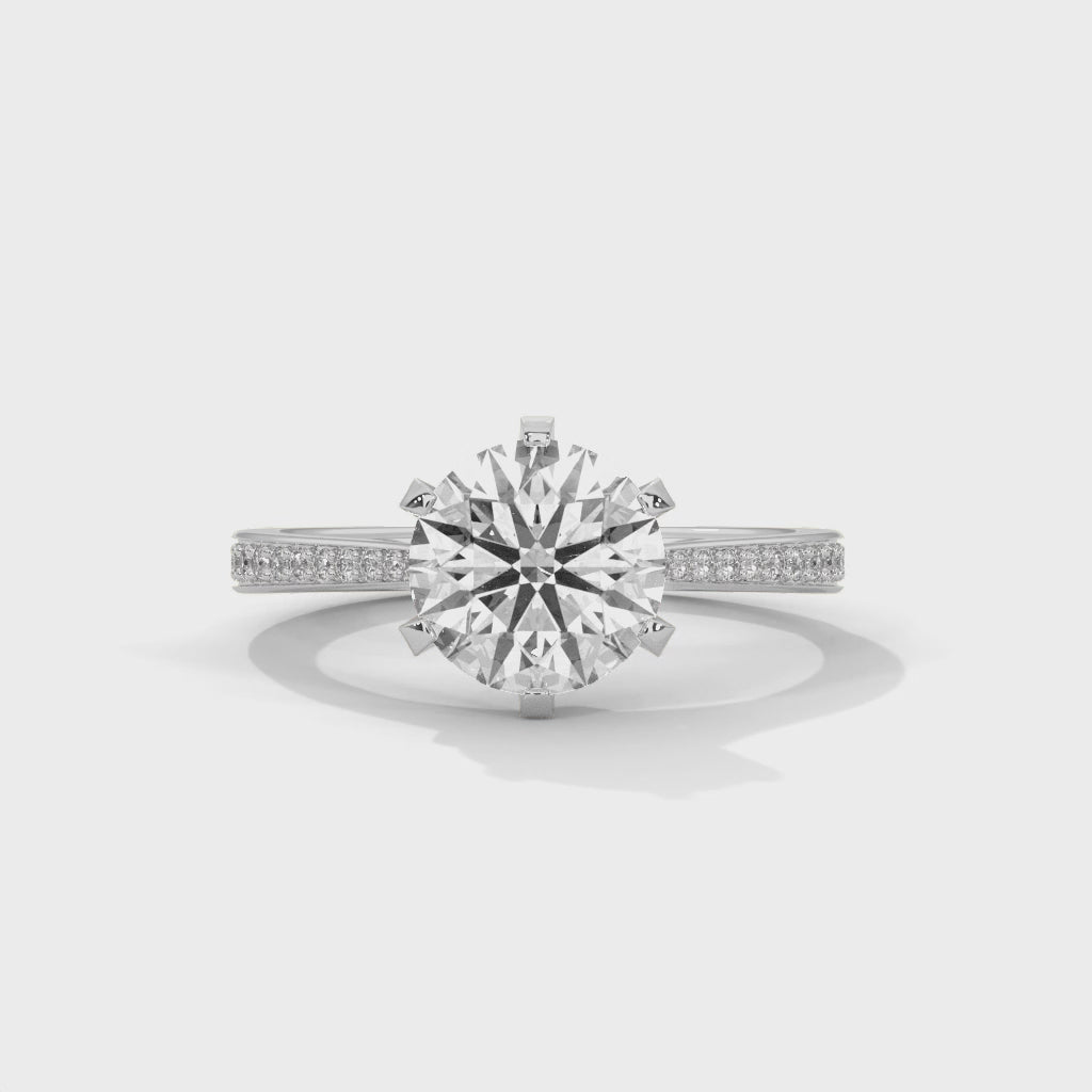 Round Diamond Solitaire Pavé Engagement Ring